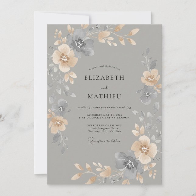 Champagne Slate Painted Wedding Invitation (Front)