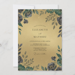 Champagne Slate Petal Wedding Invitation