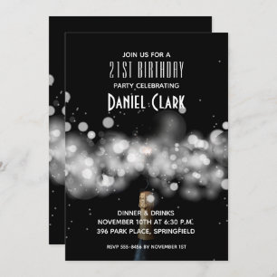 Champagne Sparkle 21e anniversaire Invitations