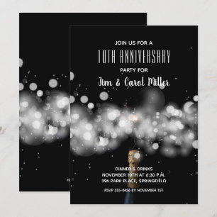 Champagne Sparkle Anniversary Party Invitations