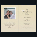Champagne Sparkle Photo Wedding Program Template<br><div class="desc">Photo template, folded, wedding program template. A champagne-coloured wedding ceremony program with sparkling star images covering all sides. Fold this program in half and add a picture of the couple to the last page along with a "thank you" message from the newlyweds. Use the template areas to add ceremony information...</div>