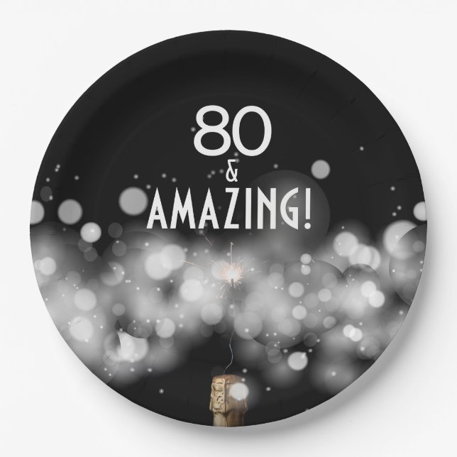 Champagne & Sparkler 80 & Amazing Paper Plates (Front)