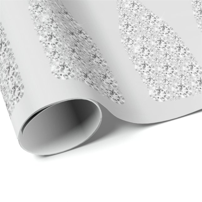 Champagne Swarovski Crystals Grey Bottle Silver Wrapping Paper (Roll Corner)