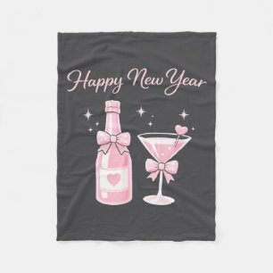 Champagne Swea Martini Coquette Happy New Year Par Fleece Blanket
