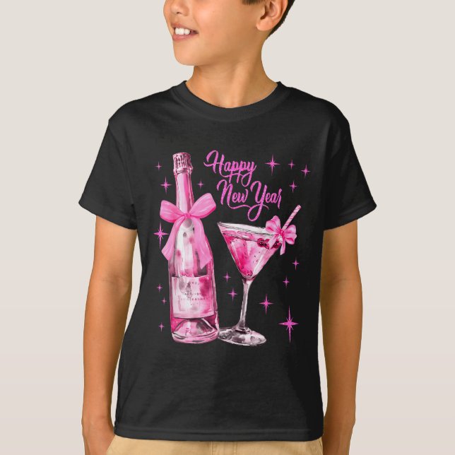 Champagne Swea Martini Coquette Happy New Year Par T-Shirt (Front)