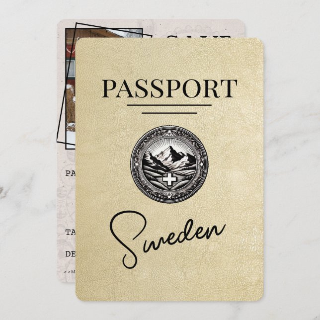 Champagne Sweden Passport Save The Date (Front/Back)