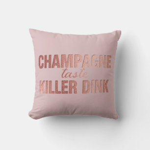 Champagne Taste Killer Dink Rose Pink Pickleball Throw Pillow