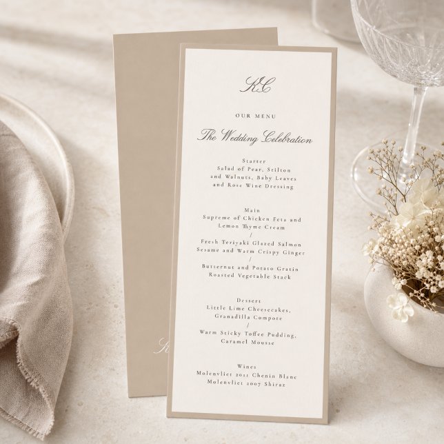 Champagne Taupe Formal Wedding Menu (Creator Uploaded)