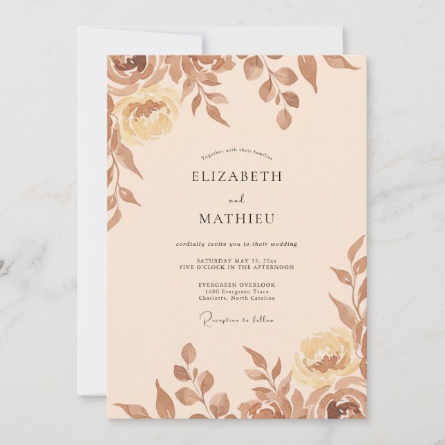 Champagne Terracotta Painted Wedding Invitation (Front)