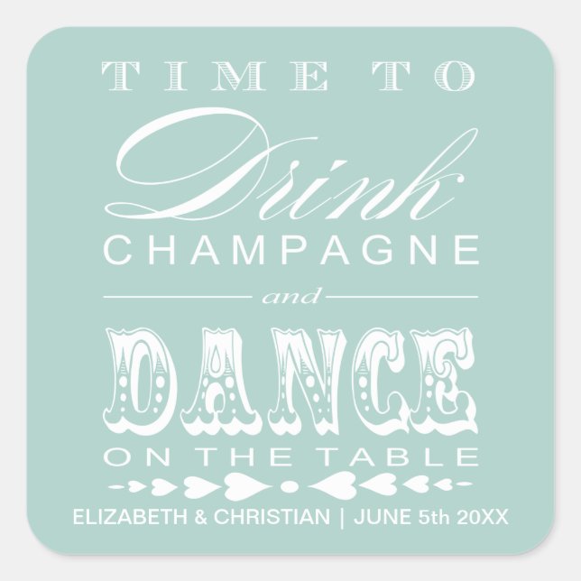Champagne Théâtre Bill Mariage Favoriser Sticker (Devant)