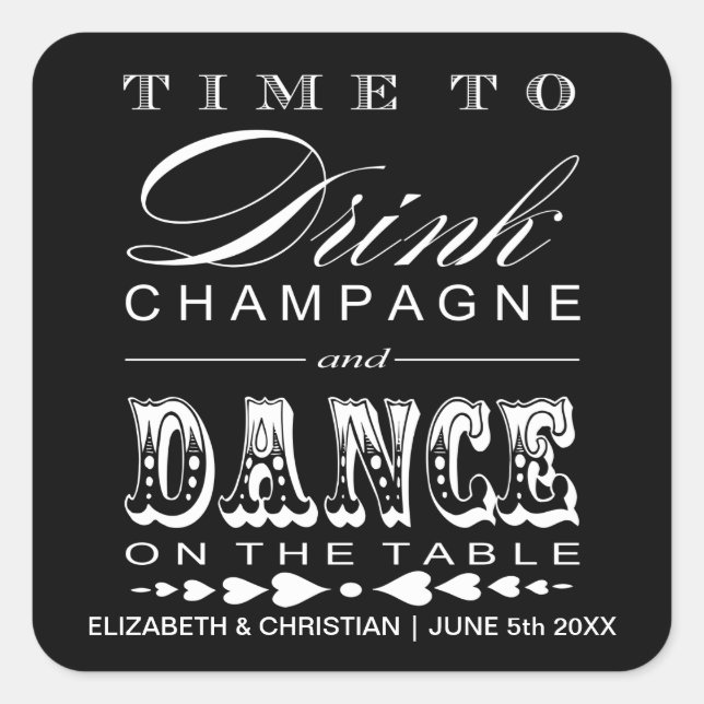 Champagne Théâtre Bill Mariage Favoriser Sticker (Devant)
