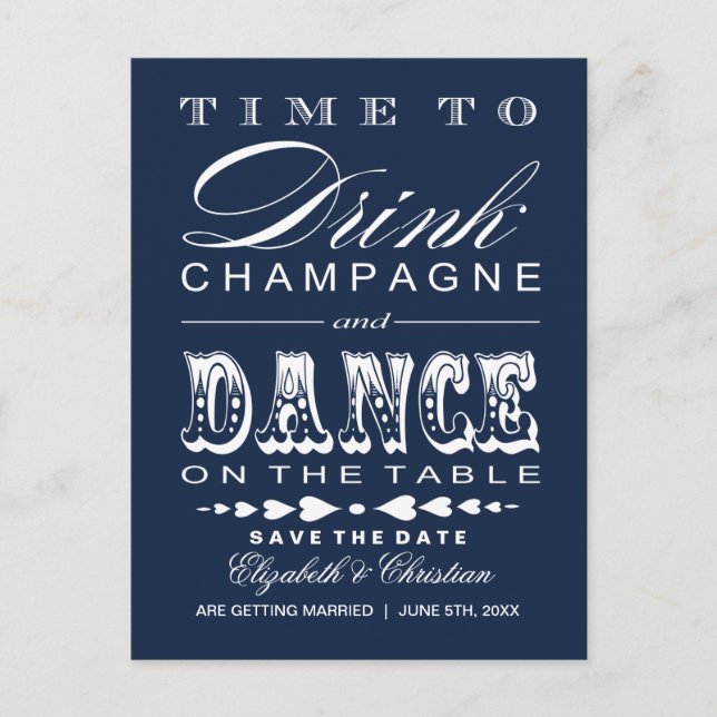 Champagne Theatre Bill Save the Date Postcard (Front)