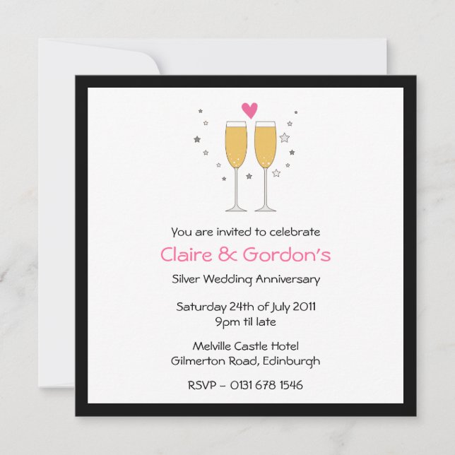 Champagne Toast Anniversary Party Invitation- whit Invitation (Front)