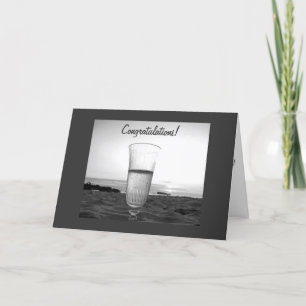 CHAMPAGNE TOAST AT THE BEACH FOR WEDDING CARD