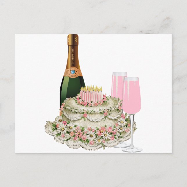 Champagne Toast Birthday Postcard (Front)