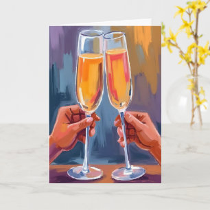Champagne Toast Celebratory Watercolor Painting Card