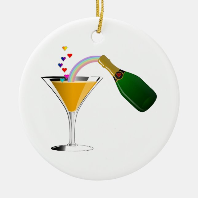 Champagne Toast Ceramic Ornament (Front)