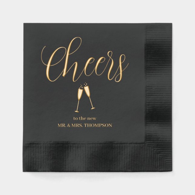 Champagne Toast Cheers Foil Napkins (Front)