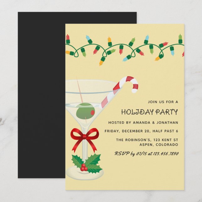 Champagne Toast Christmas Holiday Cocktail Party Invitation (Front/Back)
