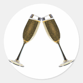 Champagne Toast Classic Round Sticker