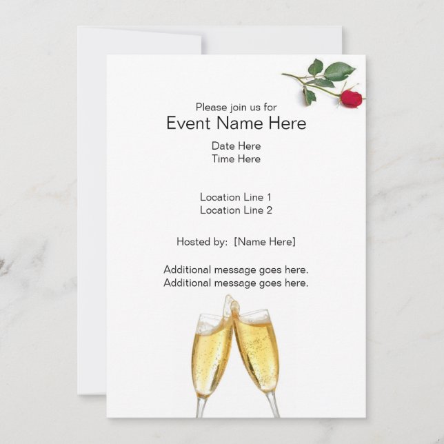 Champagne Toast Custom Invites (Front)