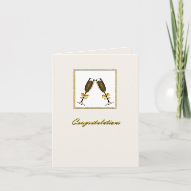 Champagne Toast Custom Wedding Greeting Card (Front)