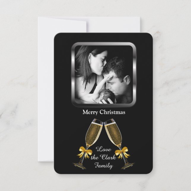 Champagne Toast Elegant Custom Photo Invitation (Front)