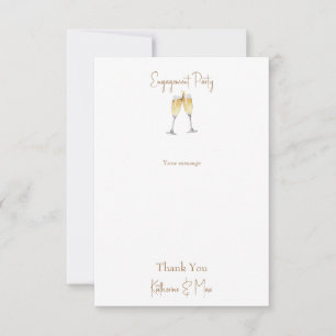Champagne Toast Engagement Party Message Thank You Card