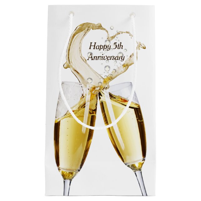 Champagne Toast for 5th Anniversary   Small Gift Bag (Front)
