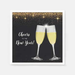 Champagne Toast Glitter New Year's Eve Party Napkin