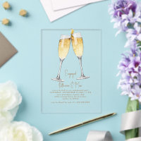 Champagne Toast Gold Text Engagement Party II