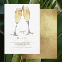 Champagne Toast Gold Text Engagement Party II