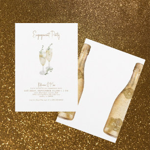 Champagne Toast Gold Text Engagement Party Invitation