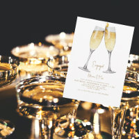 Champagne Toast Gold Text Engagement Party
