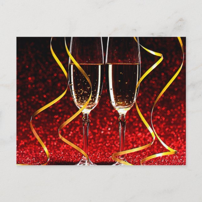Champagne Toast on New Years Day Holiday Postcard (Front)