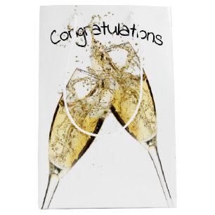 Champagne Toast on White Medium Gift Bag
