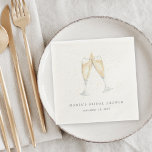 Champagne Toast Personalized Bridal Shower Napkin<br><div class="desc">Festive and elegant bridal shower cocktail napkins feature a pair of clinking champagne glasses in watercolor,  filled with bubbly. Personalize with your event name and date in chic grey lettering.</div>