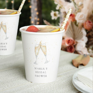 Champagne Toast Personalized Bridal Shower Paper Cups