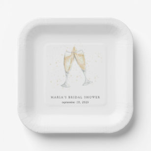 Champagne Toast Personalized Bridal Shower Paper Plate
