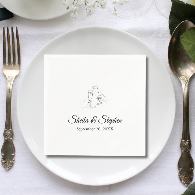 Champagne Toast Personalized Wedding Paper Napkin (Creator Uploaded)