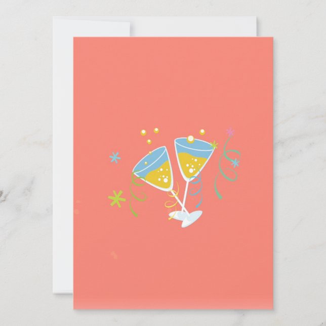 Champagne Toast. Retro Birthday Party Pink Vintage Invitation (Front)