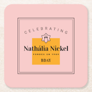 Champagne Toast Square Paper Coaster