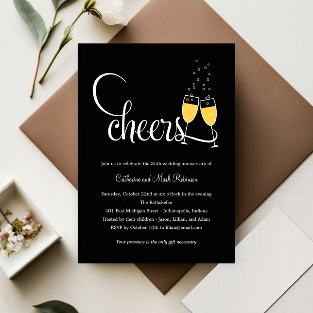 Champagne Toast Wedding Anniversary Invitation (Creator Uploaded)