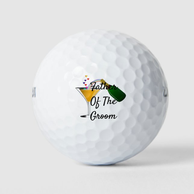 Champagne Toast Wedding Father Of Groom Golf Balls (Front)