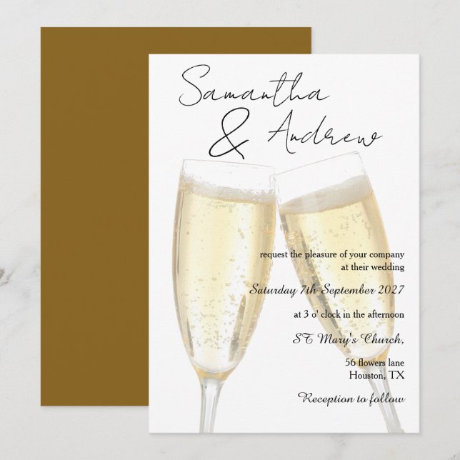 Champagne Toast Wedding Invitation (Front/Back)