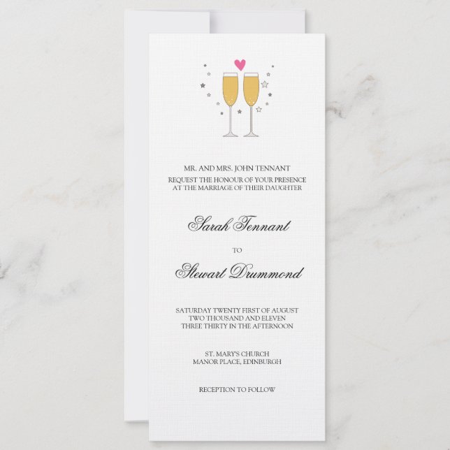 Champagne Toast Wedding Invitation - slim (Front)