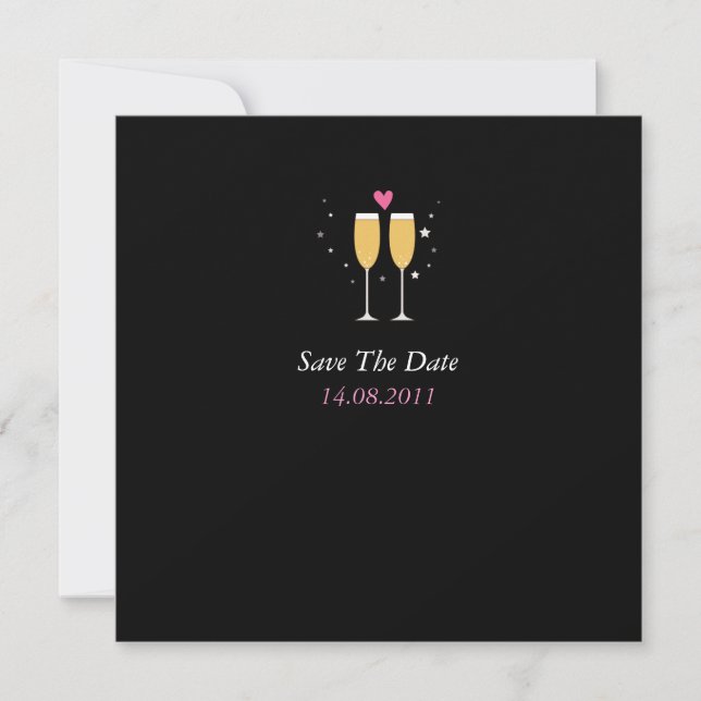Champagne Toast Wedding Save the Date -black (Front)