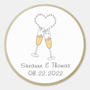 Champagne Toast with Heart Personalized Sticker
