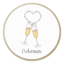Champagne Toast with Heart Sticker