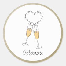 Champagne Toast with Heart Sticker